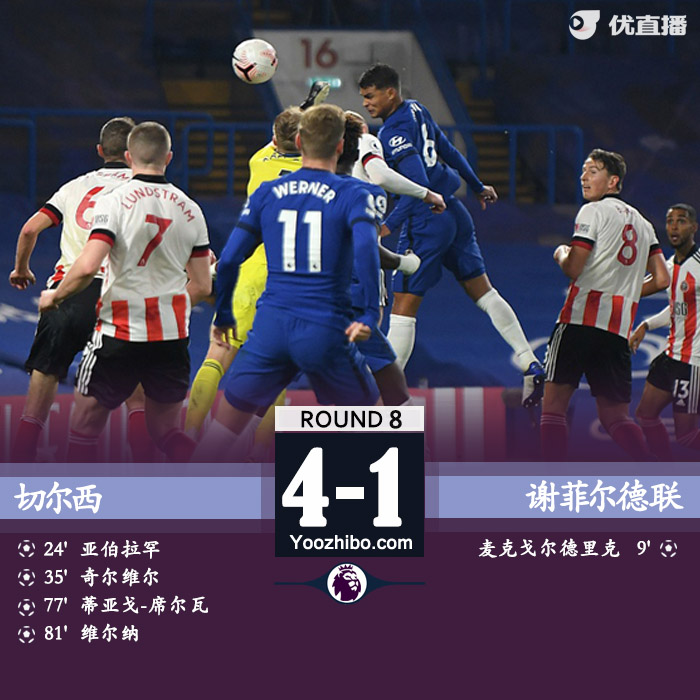 <a href=/zuq/chelsea/ target=_blank class=infotextkey>切尔西</a>4-1谢菲尔德联